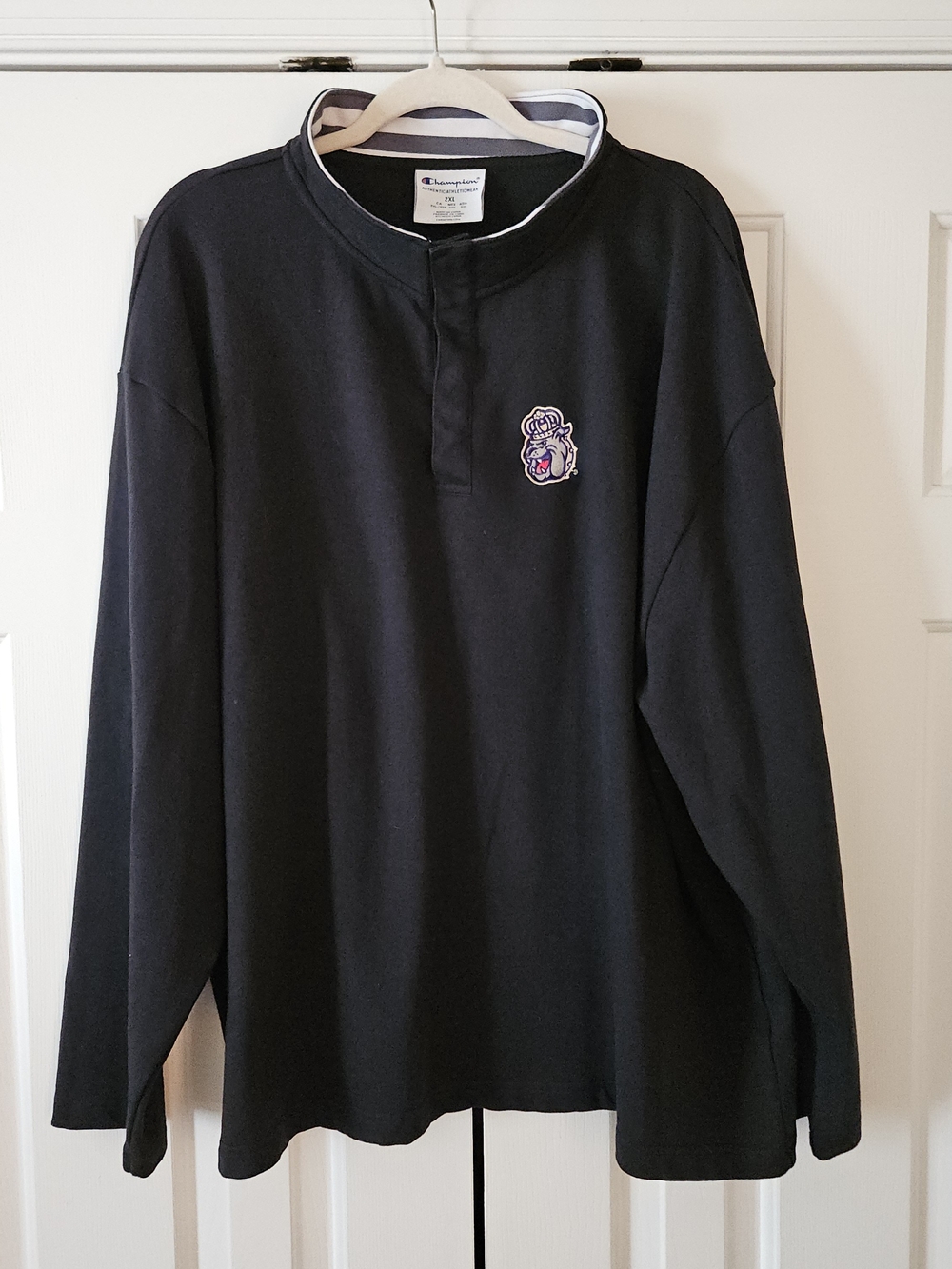 JMU Dukes Champion Authentic Black Mock Neck, 1/4 Snap Fleece Sweatshirt Men 2XL